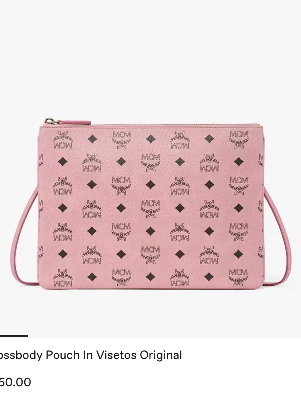 MCM Pink Visetos Crossbody Pouch with Logo Print